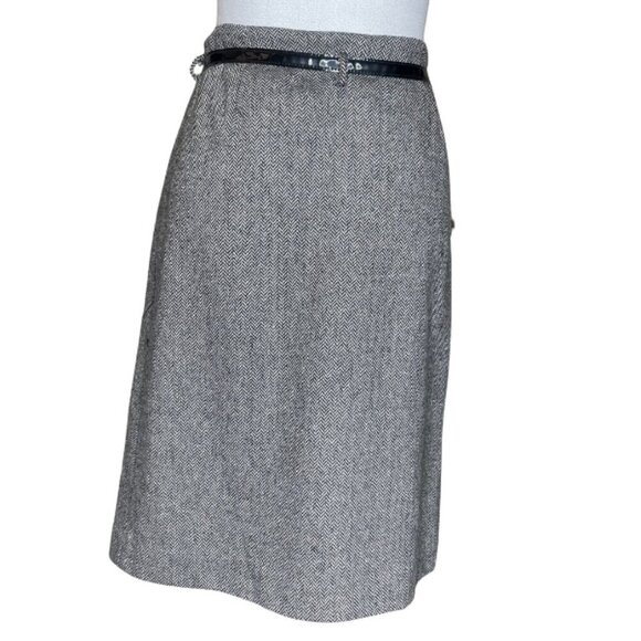 Liquid Wool Blend Lined Wrap Tweed Belted Midi Skirt Office Career Event Sz 4 - Picture 3 of 11